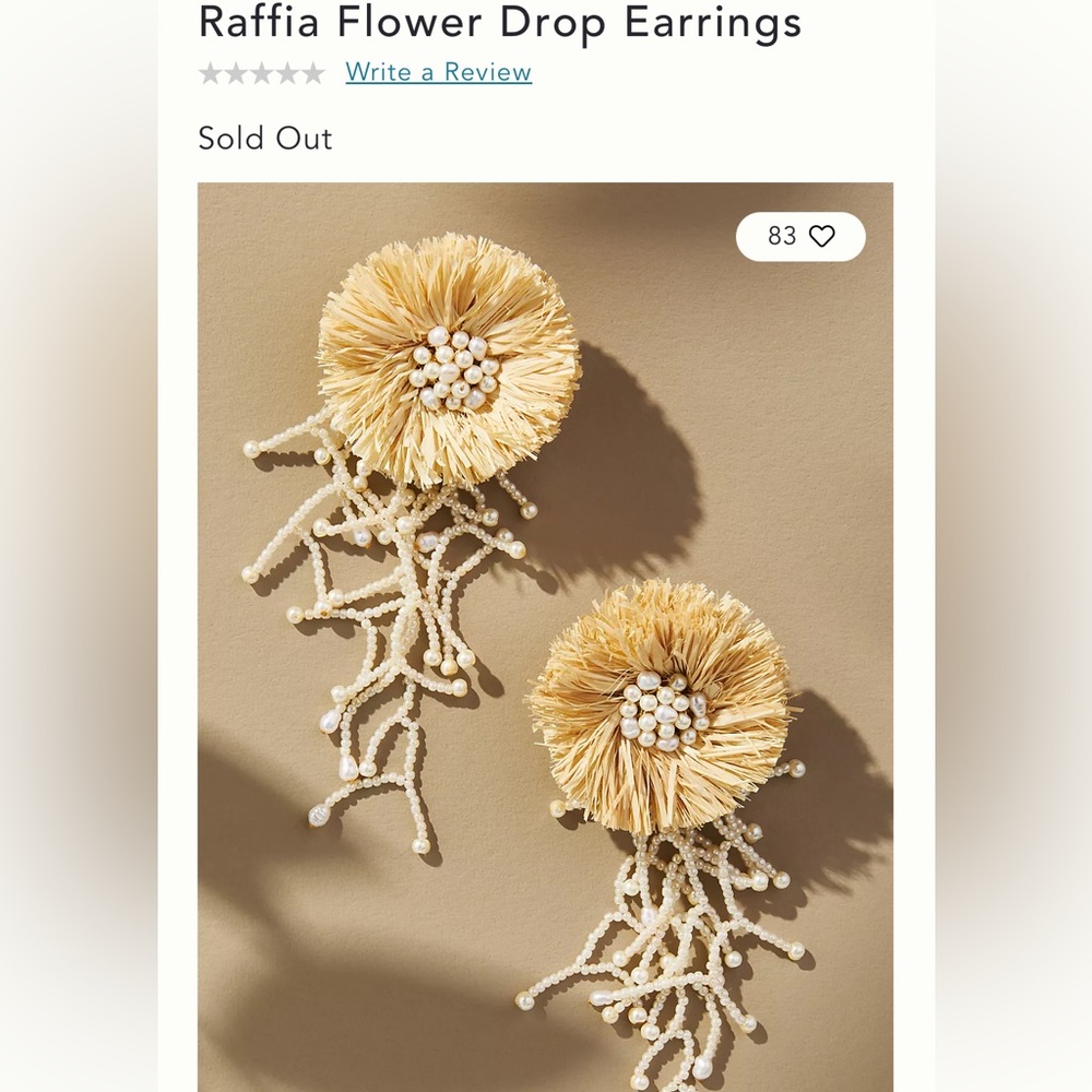 Anthropologie Beaded Floral Statement Earrings